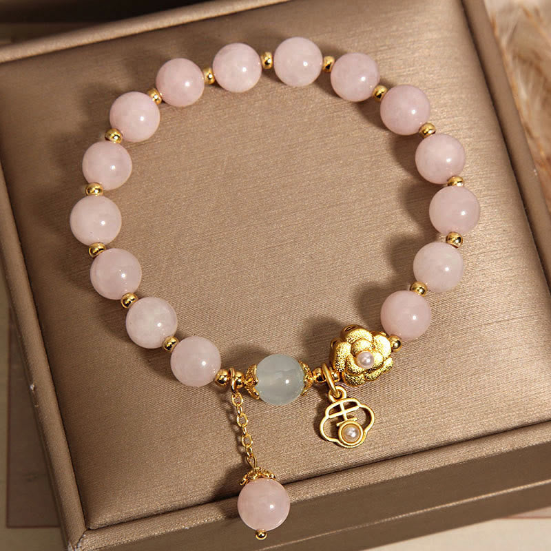 KarmaRipple's Authentic Pink Gemstone Fortunate Flower Warmth Bracelet p7