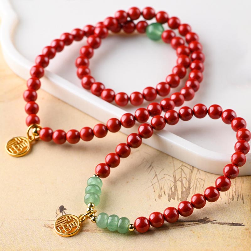 KarmaRipple's Tibetan Cinnabar Green Aventurine Fortune Bracelet Pendant p7