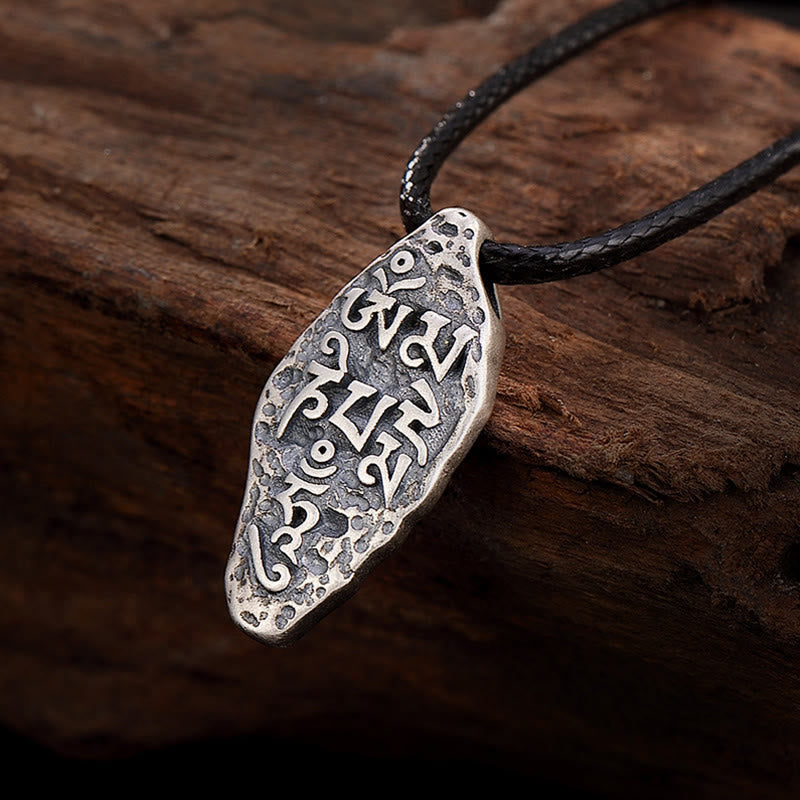 KarmaRipple's Tibetan 925 Sterling Silver Om Mani Padme Hum Dorje Vajra Engraved Strength Pendant Necklace p1