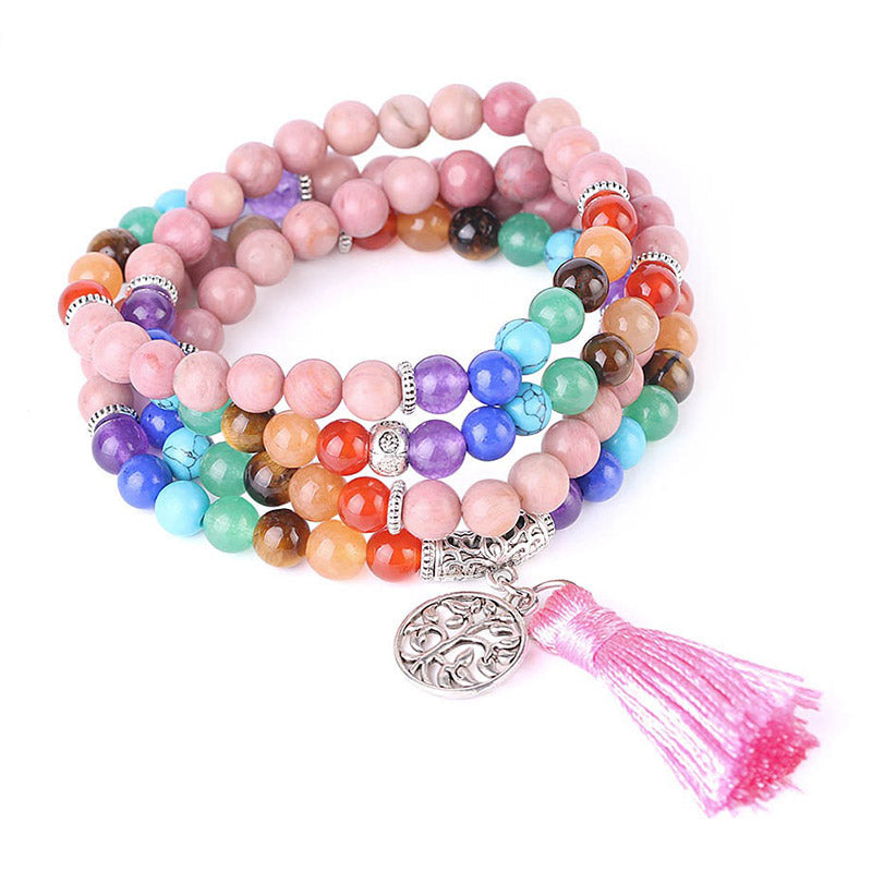 KarmaRipple's 108 Mala Beadwork Rhodonite Blue Gemstone Lazulite Balancing Bracelet p10