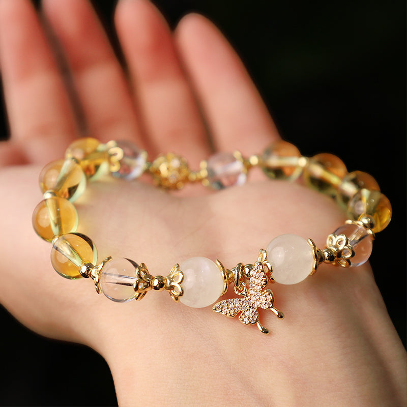 KarmaRipple's Citrine Moonstone Butterfly Talisman Prosperity Protection Bracelet p5