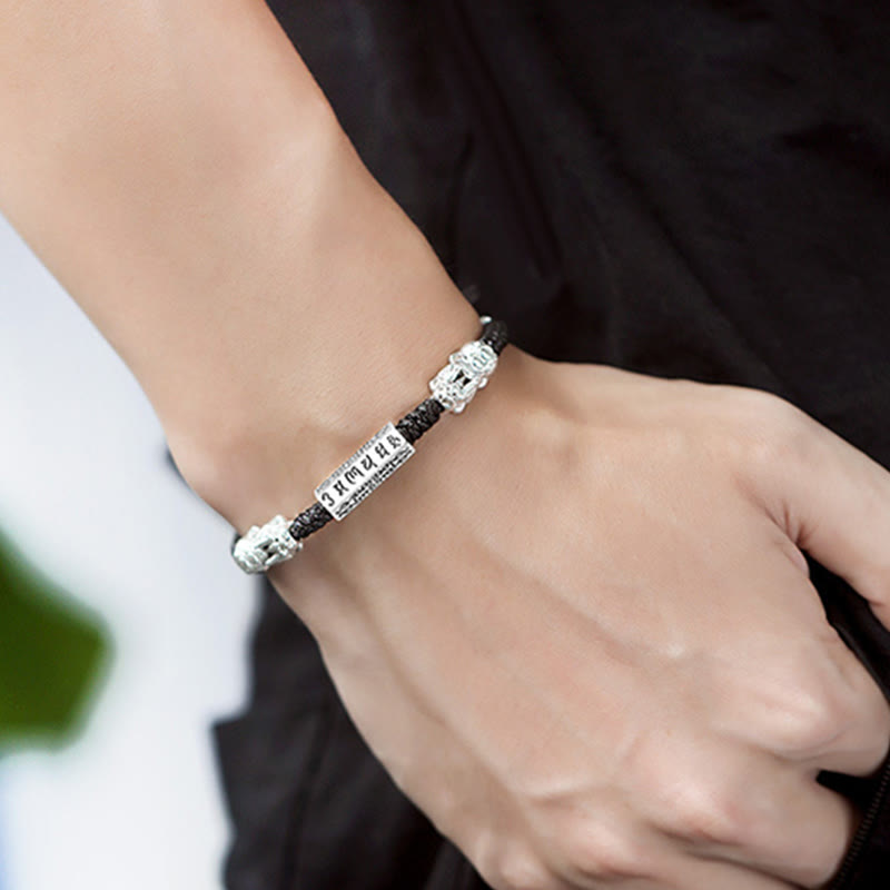 KarmaRipple's Double PiXiu Feng Shui Bronze Coin Om Mani Padme Hum String Bracelet p10