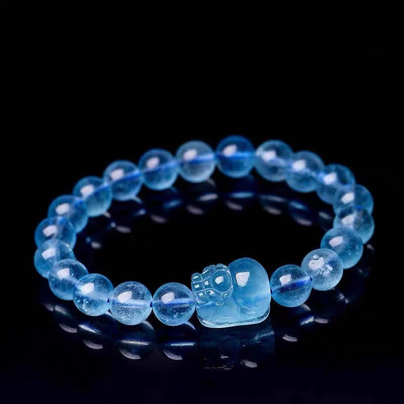 KarmaRipple's Authentic Aquamarine Pixiu Serenity Balancing Bracelet p9
