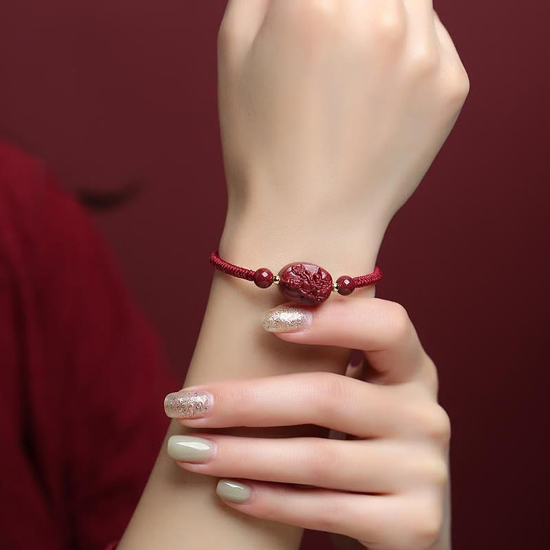 KarmaRipple's Chinese Zodiac Natal Buddha Cinnabar Keep Away Evil Spirits Rope Bracelet p10