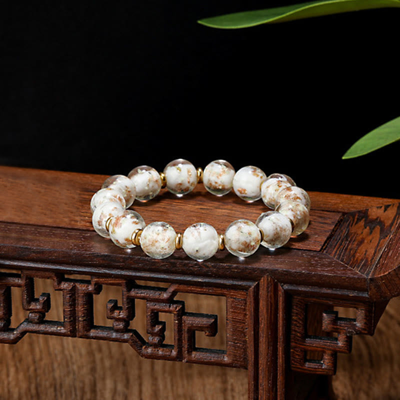 KarmaRipple's Gold Swallowing Beast Family Talisman Luminous Fluorescent Liuli Glass Bead Success Bracelet p37