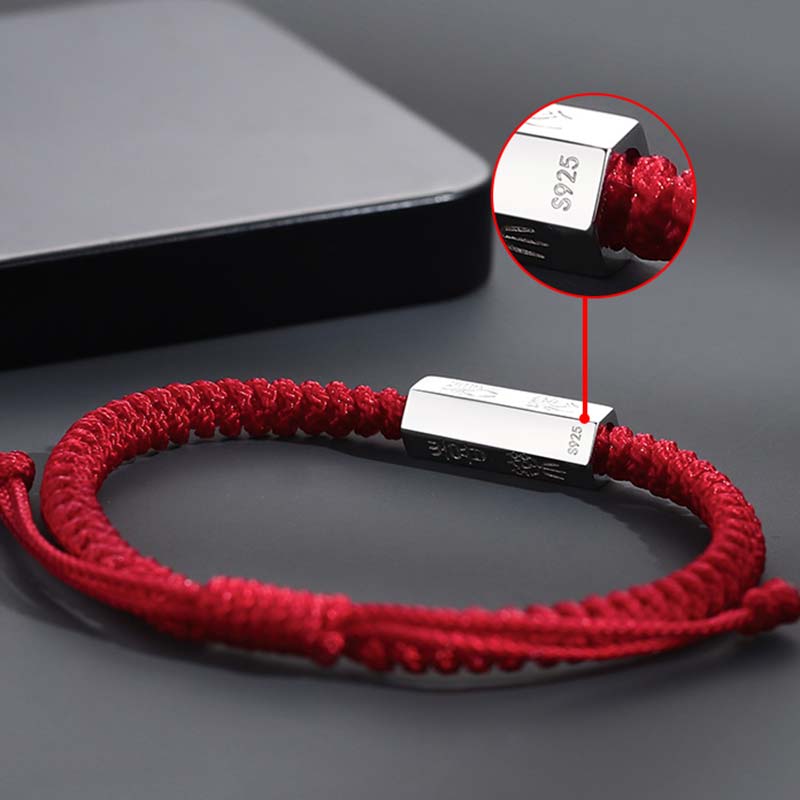 KarmaRipple's 925 Sterling Silver Letter Engraving Blessing String Bracelet p9