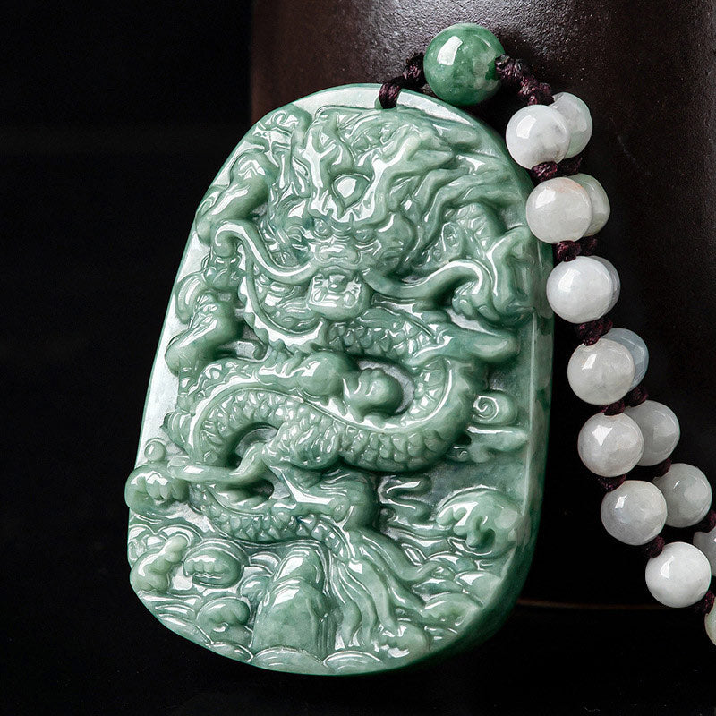 KarmaRipple's Chinese Zodiac Dragon Jade Prosperity Pendant Bead String Necklace p13