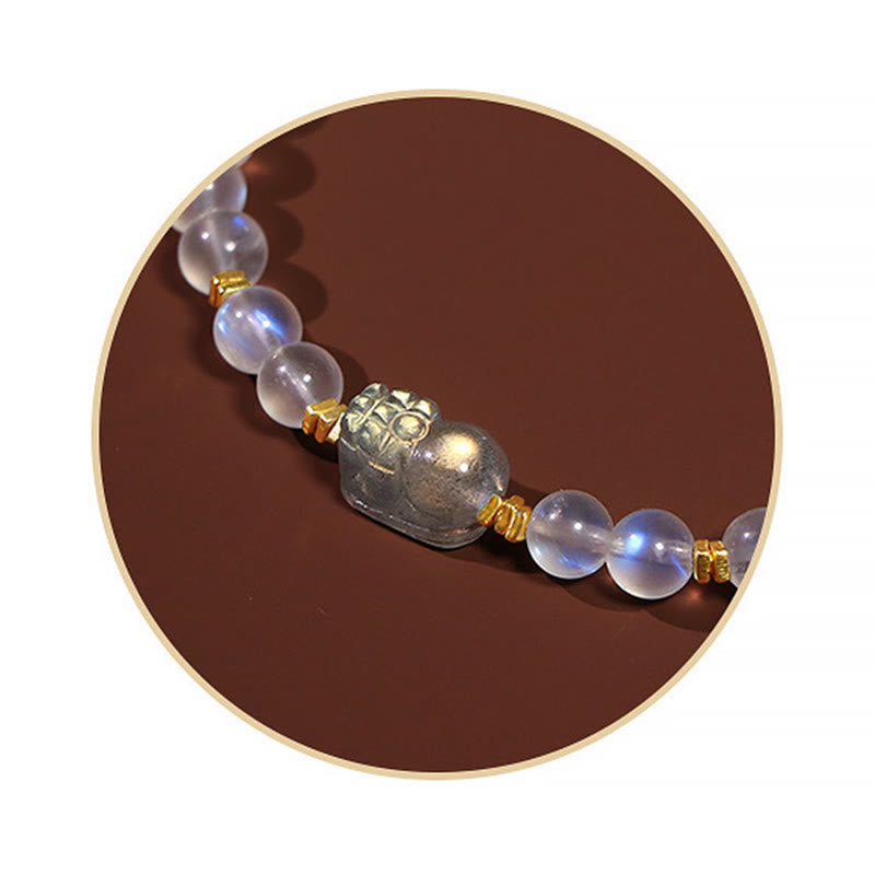 KarmaRipple's 925 Sterling Silver Plated Gold Authentic Moonstone PiXiu Balancing Bracelet p11