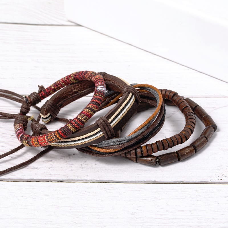 KarmaRipple's Wrap Hemp Cords Wood Beadwork Leather Bracelet p6