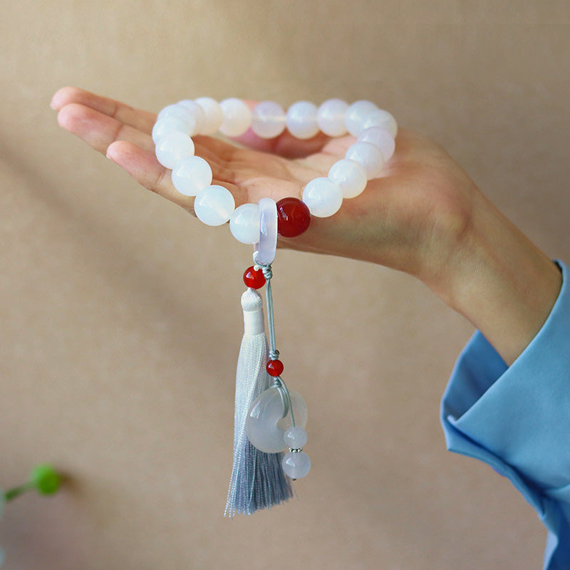 KarmaRipple's Ivory Agate Red Agate Fortune Wrist Mala Tassels Pocket Mala Car Decoration p13