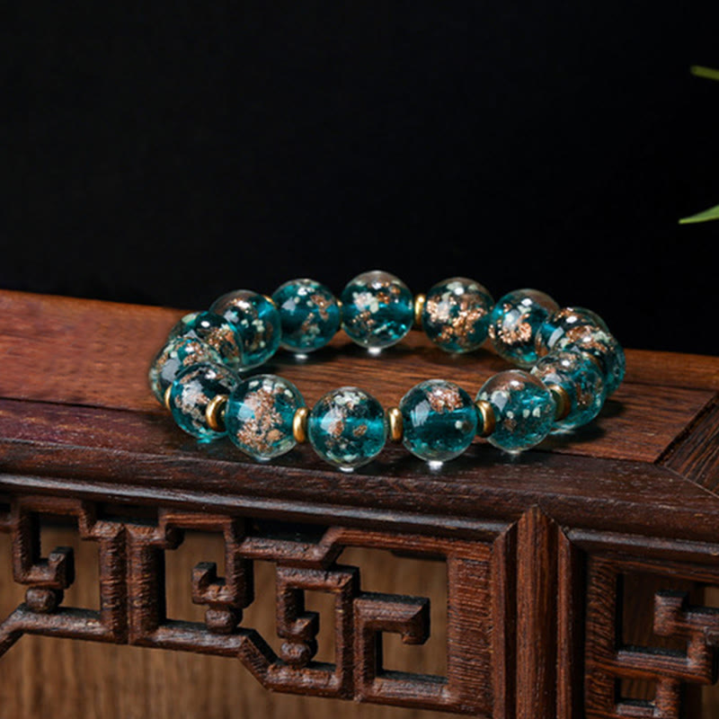 KarmaRipple's Gold Swallowing Beast Family Talisman Luminous Fluorescent Liuli Glass Bead Success Bracelet p15