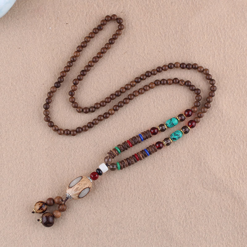 KarmaRipple's Tibetan Wenge Wood Bodhi Seed Agate Elephant Protection Pendant Necklace p10