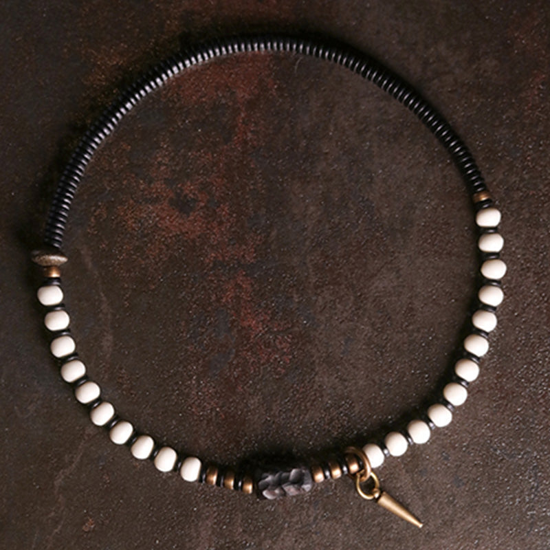 KarmaRipple's Yak Bone Ebony Wood Bronze Strength Pair Bracelet p6