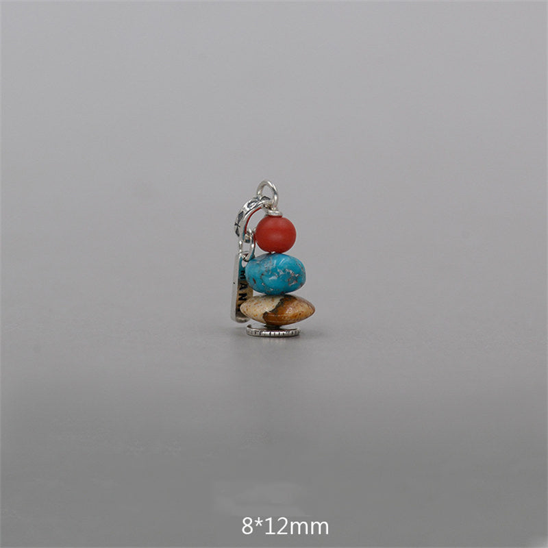 KarmaRipple's Zen Cairn Labradorite Various Crystals Calm Necklace Pendant p47