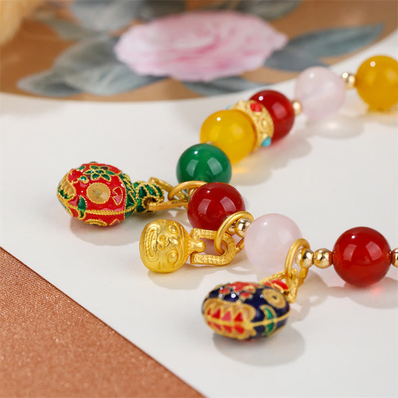 KarmaRipple's Gold Swallowing Beast Family Various Agate Gemstone Success Bracelet p5