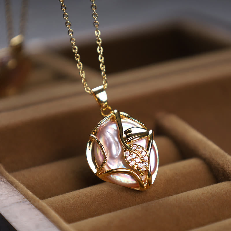 KarmaRipple's 18K Gold Plated Bronze Authentic Baroque Pearl Flower Sincerity Pendant Necklace p5