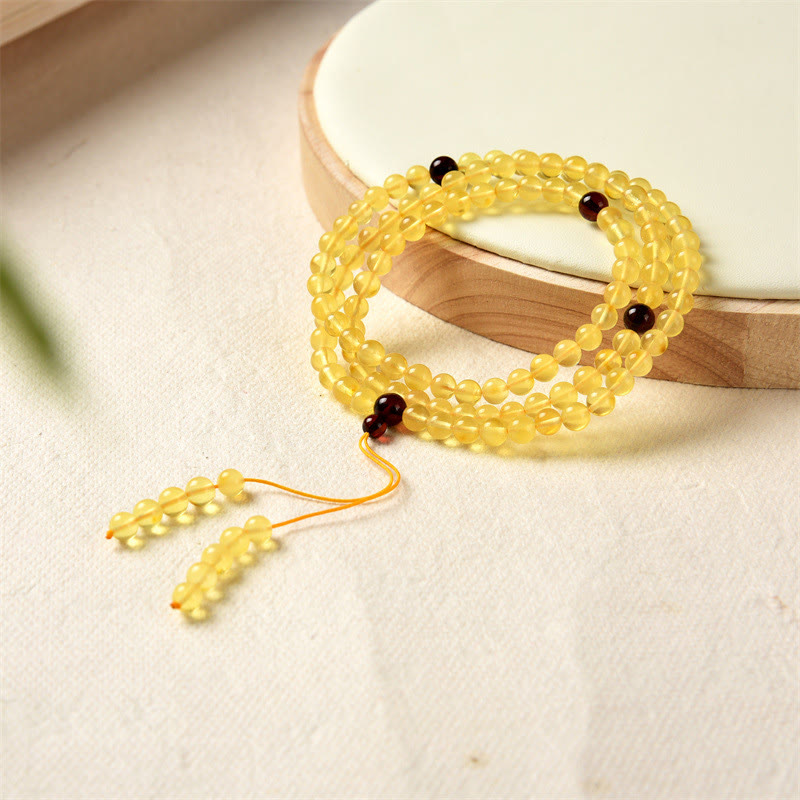 KarmaRipple's 108 Mala Beadwork Authentic Amber Clear Anxiety Bracelet p6