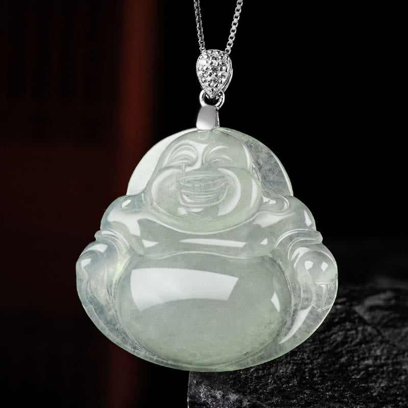KarmaRipple's 925 Sterling Silver Authentic Jade Laughing Buddha Prosperity Abundance Chain Pendant Necklace p7