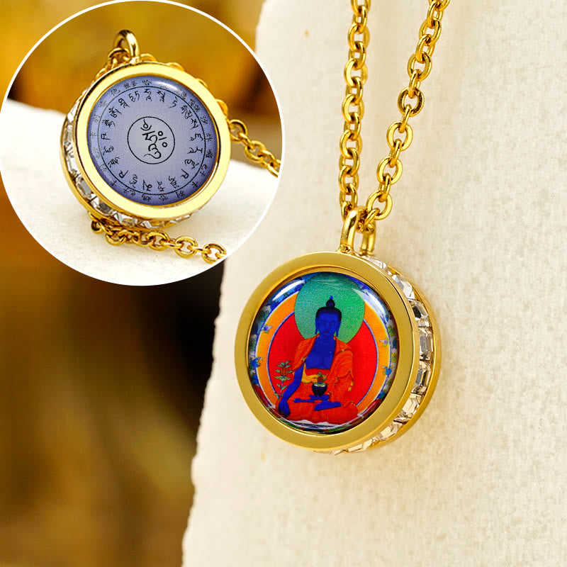 KarmaRipple's Tibetan Yellow God Of Wealth Green Tara Buddha Serenity Titanium Steel Pendant Necklace p28