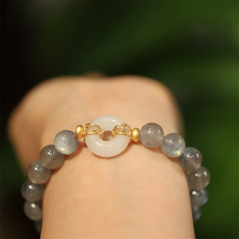 KarmaRipple's Authentic Moonstone Heitan Jade Peace Buckle Balancing Bracelet p6