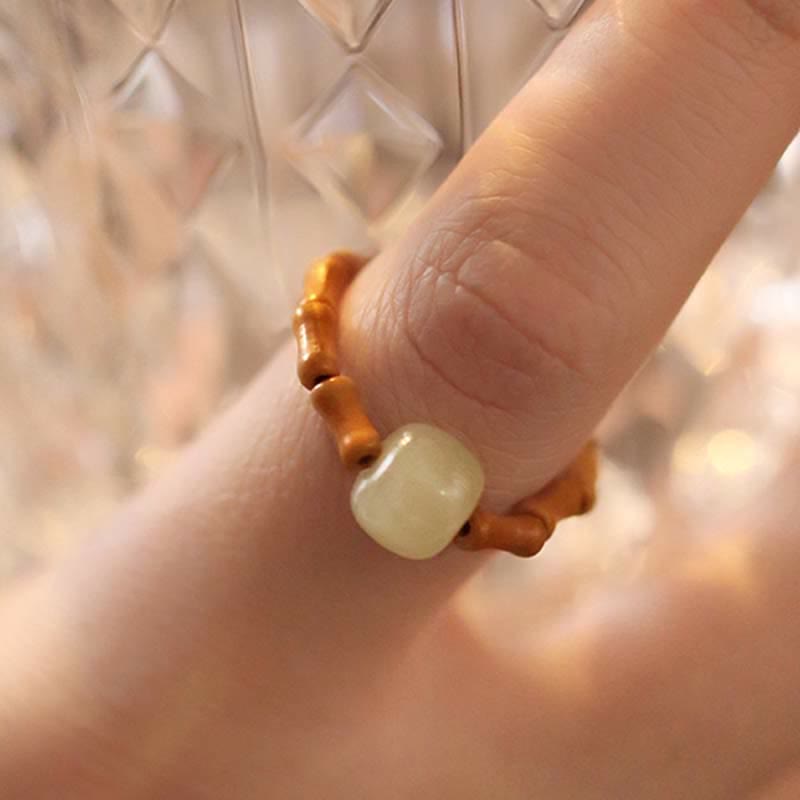 KarmaRipple's Hetian Jade Beaded Bamboo Prosperity Fortune Ring p8