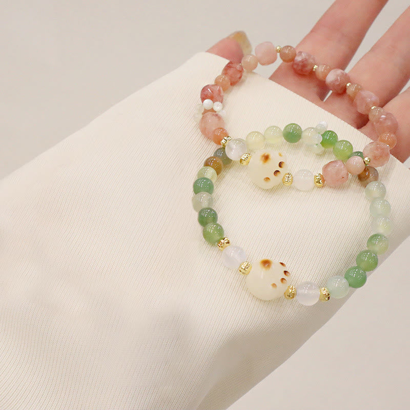 KarmaRipple's Green Agate Sun Stone Cat's Eye Bodhi Seed Cat Paw Support Bracelet p9