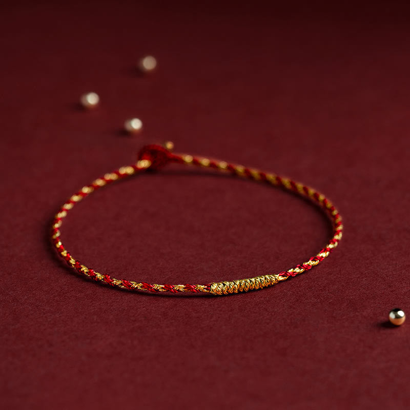 KarmaRipple's 14K Gold Plated Handmade Red Gold Rope King Kong Weave Woven Fortune Bracelet p3