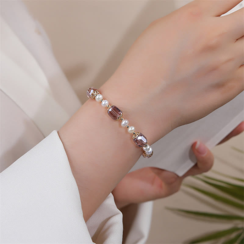 KarmaRipple's Authentic Amethyst Pearl Peace Balancing Chain Bracelet p7