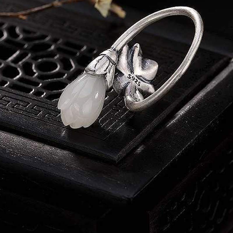 KarmaRipple's Jade Lotus Bronze Balance Balancing Adjustable Ring p10