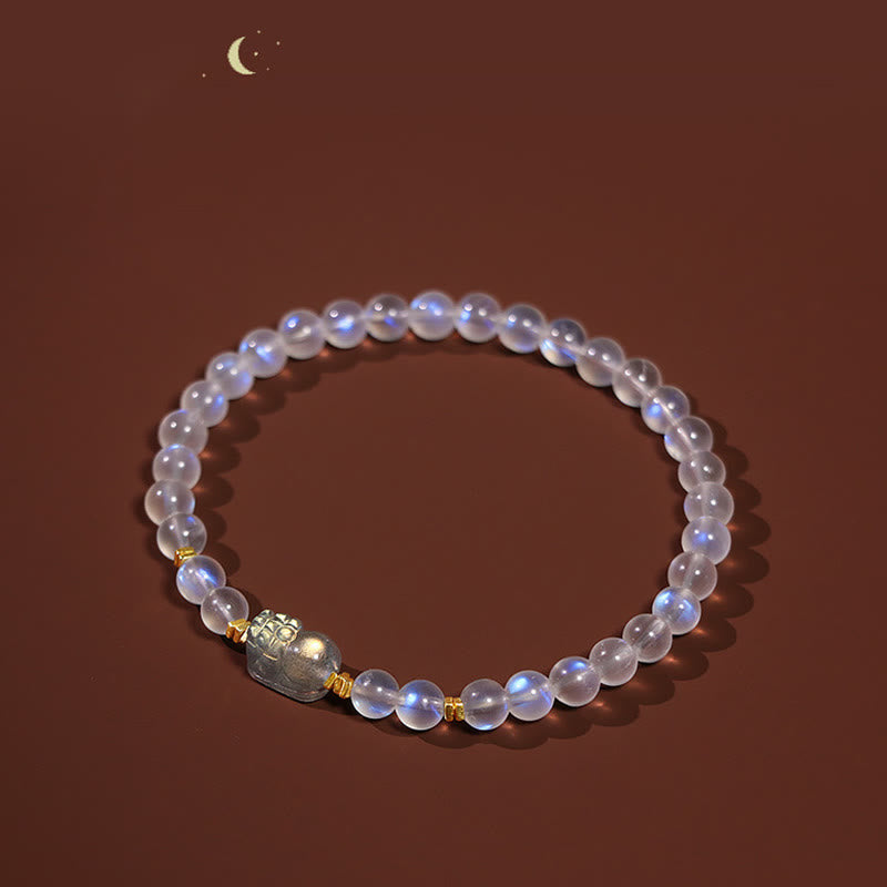 KarmaRipple's 925 Sterling Silver Plated Gold Authentic Moonstone PiXiu Balancing Bracelet p5