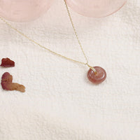 KarmaRipple's 925 Sterling Silver Strawberry Quartz Balancing Positive Pendant