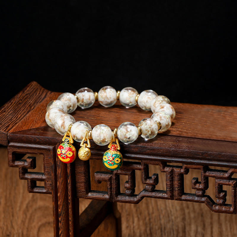 KarmaRipple's Gold Swallowing Beast Family Talisman Luminous Fluorescent Liuli Glass Bead Success Bracelet p39