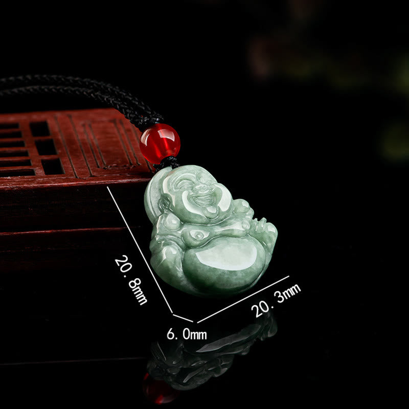 KarmaRipple's Authentic Green Jade Laughing Buddha Fortune Abundance Pendant Necklace p7