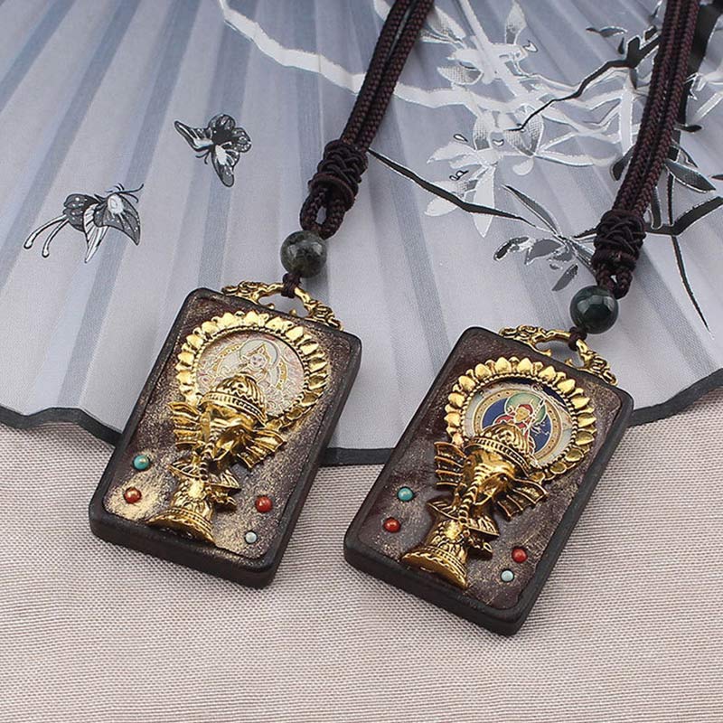 KarmaRipple's Ebony Wood Elephant God of Fortune Buddha Blessing Pendant String Necklace p3