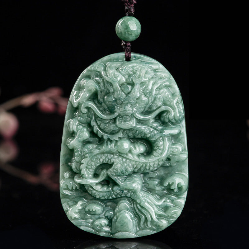 KarmaRipple's Chinese Zodiac Dragon Jade Prosperity Pendant Bead String Necklace p6