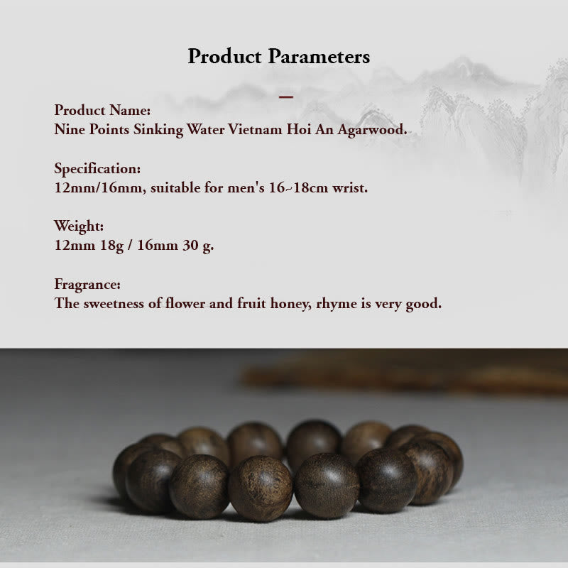 KarmaRipple's Nine Points Sinking Water Vietnam Hoi An Agarwood Peace Strength Bracelet p9