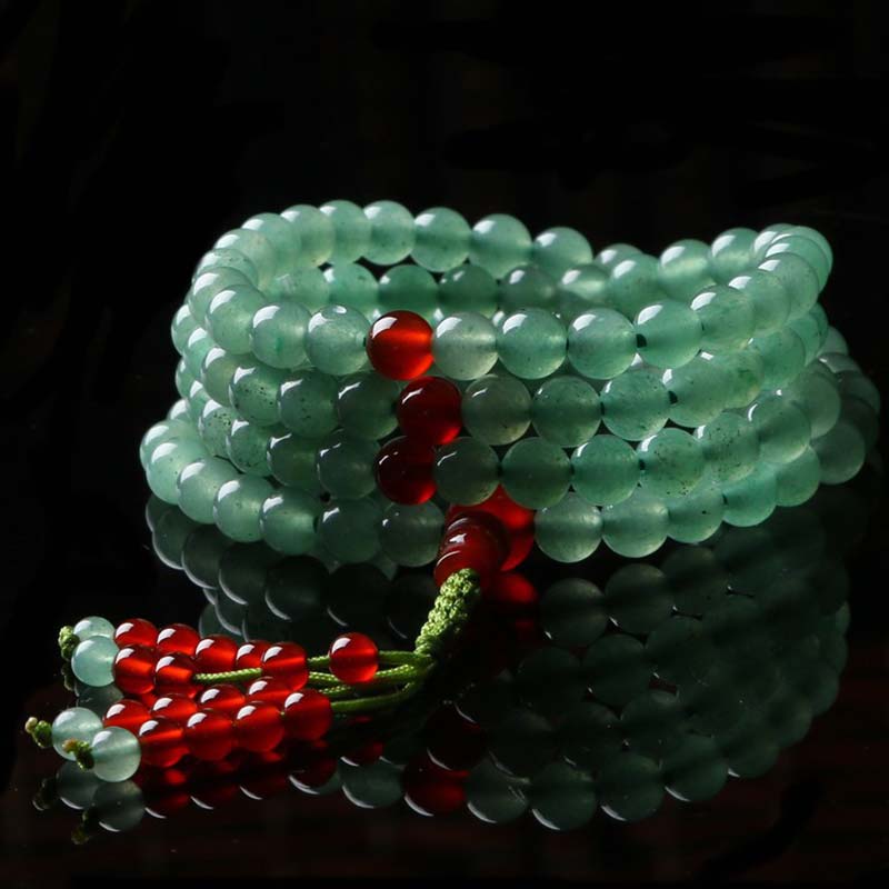 KarmaRipple's 108 Beadwork Green Aventurine Red Agate Fortune Mala Bracelet p15