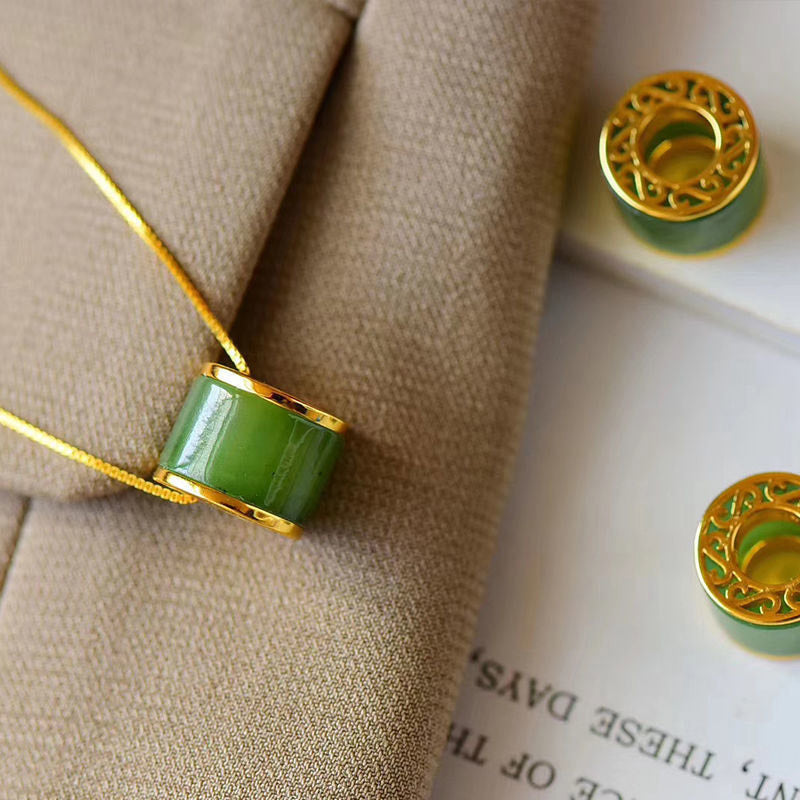 KarmaRipple's Round Cyan Jade Fortune Pendant Necklace p8