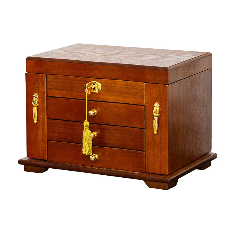 KarmaRipple's Vintage Large Capacity Wooden Jewelry Box Jewelry Storage Box With Mirror p20