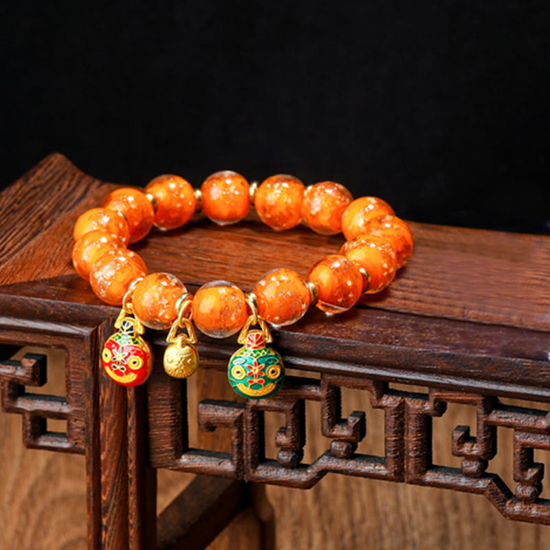 KarmaRipple's Gold Swallowing Beast Family Talisman Luminous Fluorescent Liuli Glass Bead Success Bracelet p6