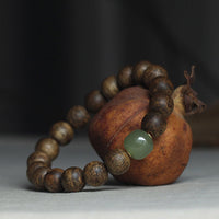 KarmaRipple's Vietnam Huang Qinan Agarwood Hetian Jade Peace Strength Bracelet