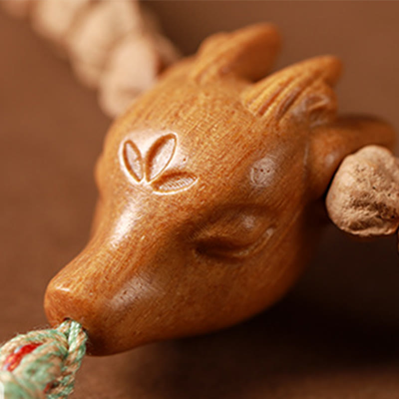 KarmaRipple's 108 Beadwork Bodhi Seed Red Agate Deer Head Wisdom Mala Bracelet p10