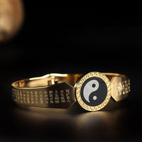 KarmaRipple's Yin Yang Lotus Om Mani Padme Hum Mantra Titanium Steel Balance Bracelet Bangle