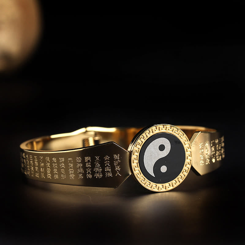 KarmaRipple's Yin Yang Lotus Om Mani Padme Hum Mantra Titanium Steel Balance Bracelet Bangle p28
