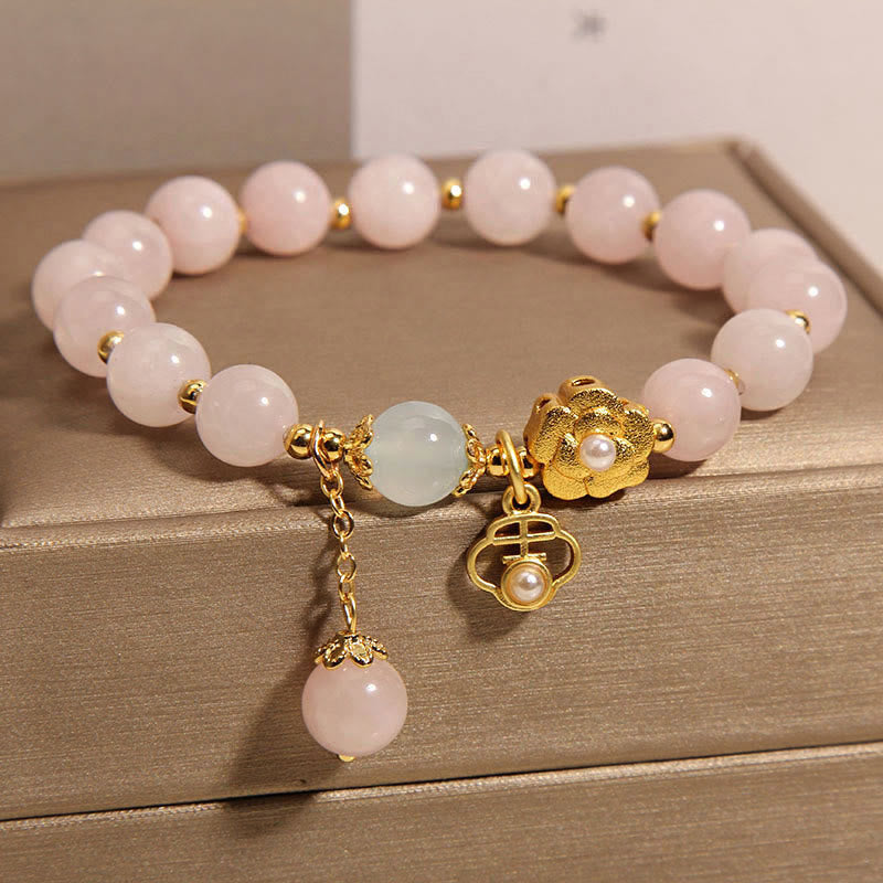 KarmaRipple's Authentic Pink Gemstone Fortunate Flower Warmth Bracelet p3