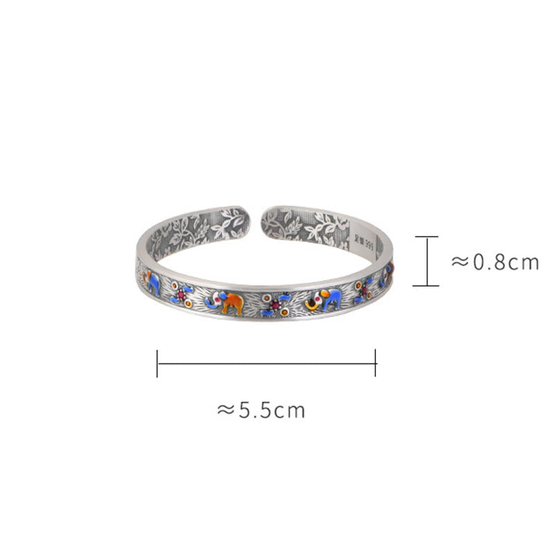 KarmaRipple's 999 Sterling Silver Elephant Strength Wisdom Bracelet Cuff Bangle p10