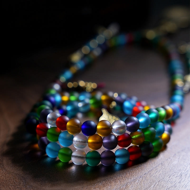 KarmaRipple's Tibetan 108 Mala Beadwork Multicolored Liuli Glass Bead Chinese Zodiac Nine Palaces Eight Diagrams Talisman Bracelet p3