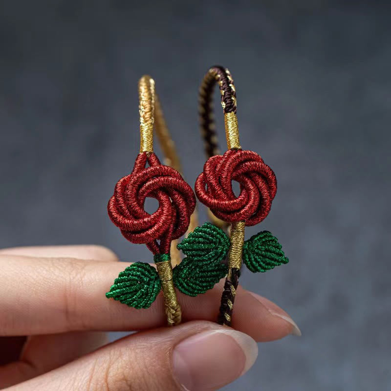 KarmaRipple's Rose Flower Rope Eight Thread Peace Weave Fortune Handmade Bracelet p3