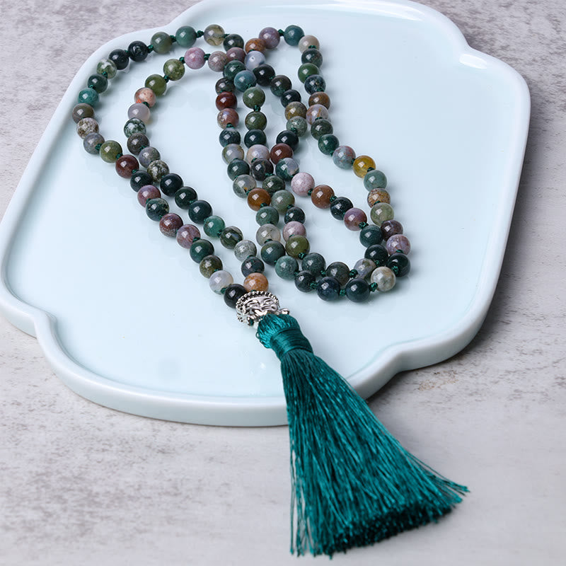 KarmaRipple's 108 Mala Beadwork Indian Agate Buddha Head Cleansing Bracelet p2