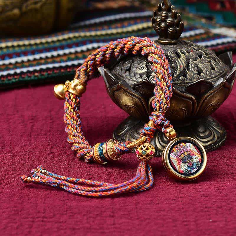 KarmaRipple's Tibetan Handmade Fortune Protection Thangka Prayer Wheel Bell Talisman Braid String Bracelet p34